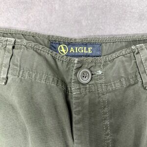 Aigle Cargo Shorts Men 34 Olive Green Ripstop Cotton Utility Excellent